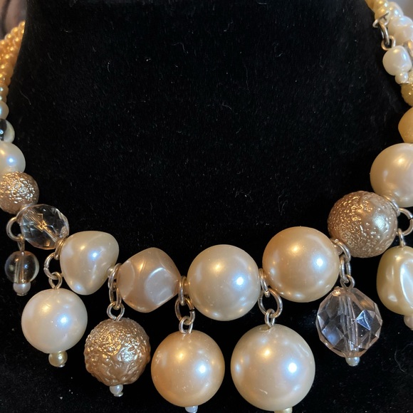 TRESKA PEARL Necklace Statement piece Wire Wrap expandable - Picture 2 of 5